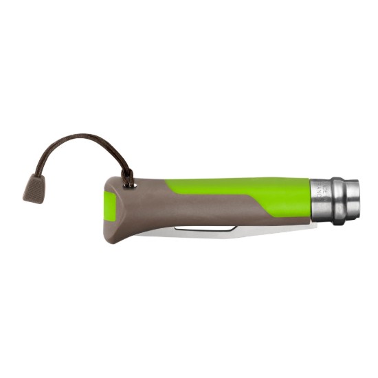 Coltellino tascabile N°08 con fischietto, acciaio inossidabile, 8,5 cm, "Outdoor", Green - Opinel
