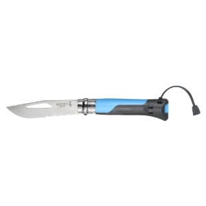 N°08 zakmes met fluitje, RVS, 8,5 cm, "Outdoor", Soft Blue - Opinel