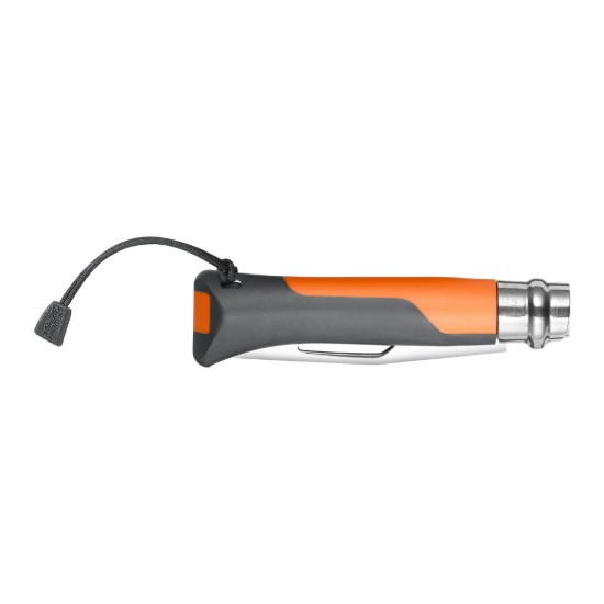 Canivete N°08 com apito, aço inox, 8,5 cm, "Outdoor", Soft Orange - Opinel