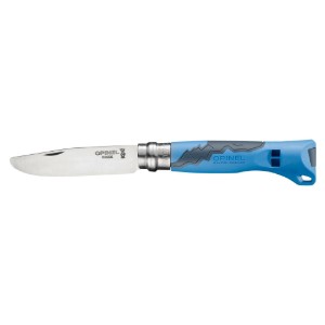 N°07 zakmes met fluitje, RVS, 8 cm, "Outdoor Junior", Blue - Opinel