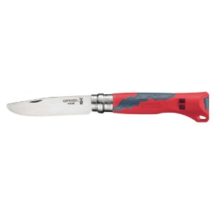 N°07 zakmes met fluitje, RVS, 8 cm, "Outdoor Junior", Red - Opinel