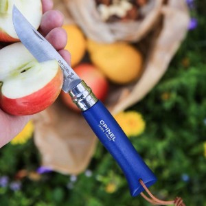 N°08 zakmes, met schede, roestvrij staal, 8,5 cm, "My first", Blue - Opinel
