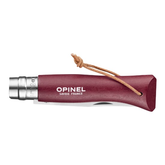 N°08 lommekniv, rustfrit stål, 8,5 cm, "Colorama", Granat - Opinel