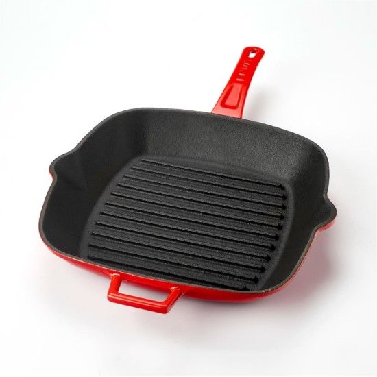 Bistecchiera, ghisa, 26×26 cm, rossa - marca LAVA