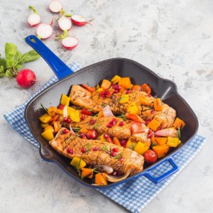 Grillpan met deksel, 26 x 26 cm, "Glaze" bereik, blauw - LAVA merk