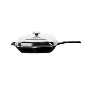 Bistecchiera con coperchio, ghisa, 26 x 26 cm, gamma "Glaze", nera - marca LAVA