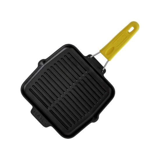 Grill pan, 21 × 21 cm, manico Giallo – LAVA