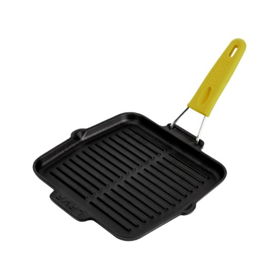 Grill pan, 21 × 21 cm, manico Giallo – LAVA