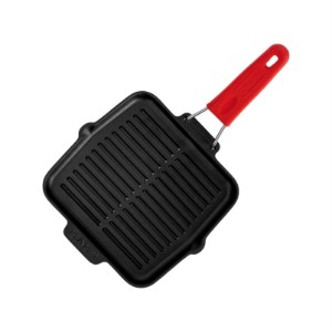 Grillpan, 21 x 21 cm, rood handvat - lava merk