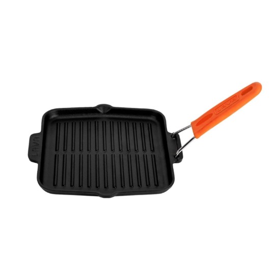 Grill pan, 21 x 21 cm, manico arancione - LAVA brand