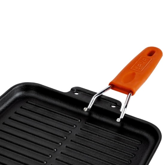 Grill pan, 21 x 21 cm, manico arancione - LAVA brand