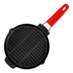 Ronde grillpan, 23 cm, rood handvat - LAVA