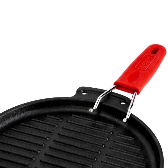 Ronde grillpan, 23 cm, rood handvat - LAVA