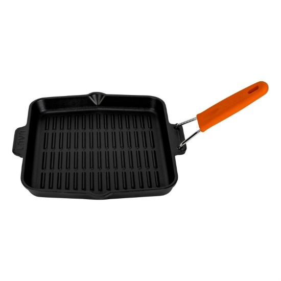 Grillpan, vierkant, 24 x 24 cm, oranje handvat - LAVA brand
