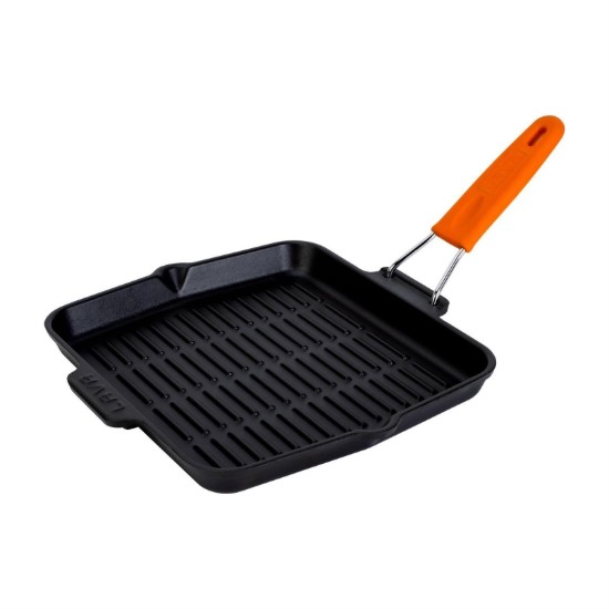 Grillpan, vierkant, 24 x 24 cm, oranje handvat - LAVA brand