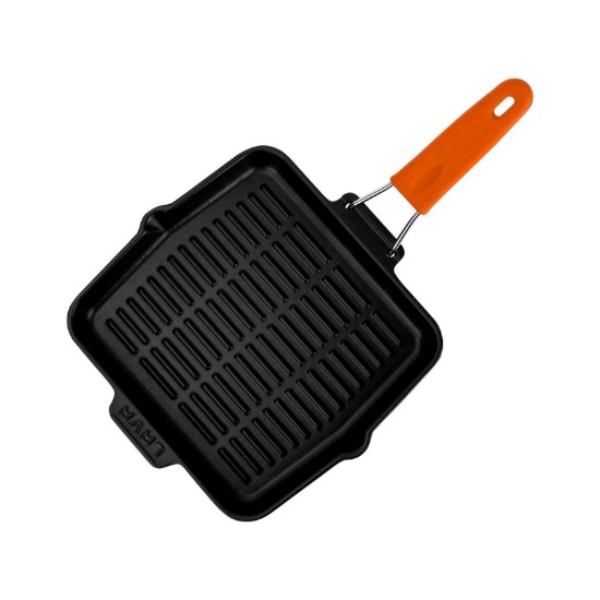 Grillpan, vierkant, 24 x 24 cm, oranje handvat - LAVA brand