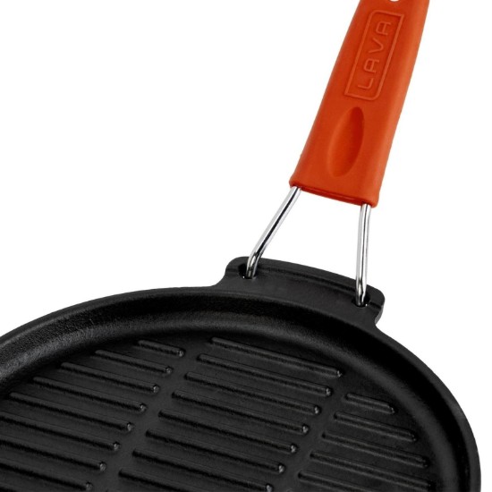 Round grill pan, 23 cm, orange handle - LAVA brand