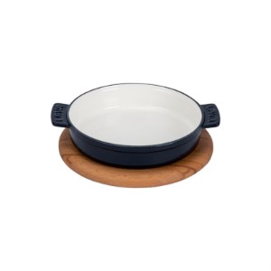 Steelpan, gietijzer, 11 cm, met houten standaard, blauw - LAVA