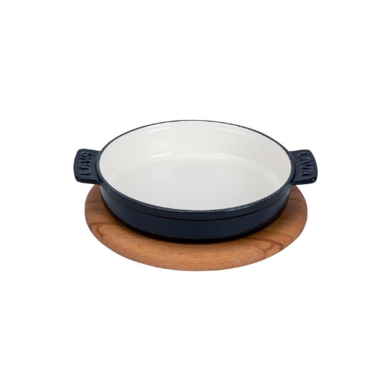 Casseruola, ghisa, 11 cm, con supporto in legno, blu - LAVA