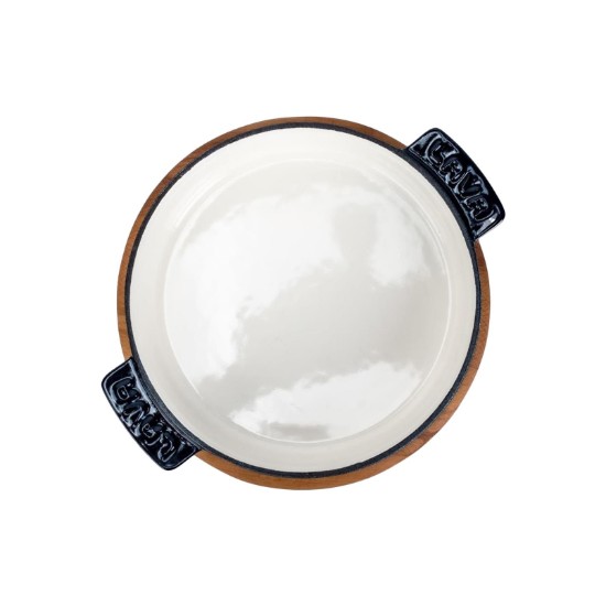 Casseruola, ghisa, 14 cm, con supporto in legno, blu - LAVA