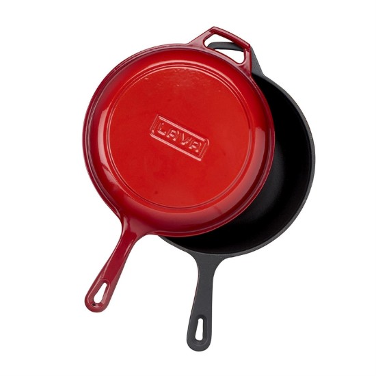 Combo set composto da padella e coperchio, 26cm, ghisa, Rosso - marca LAVA