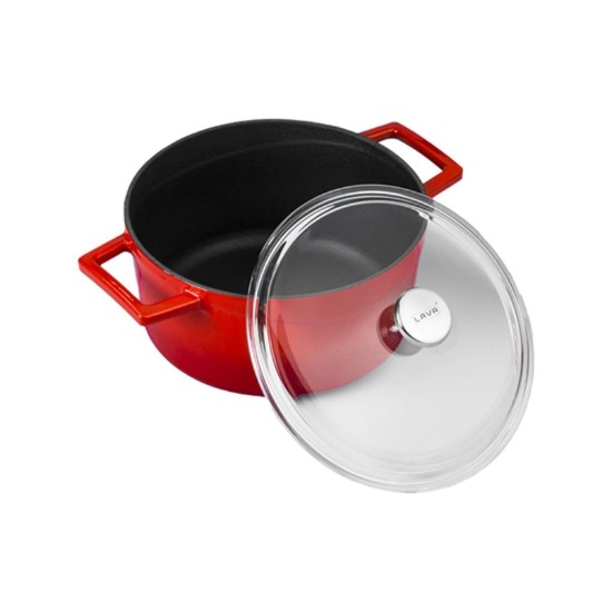 Steelpan, gietijzer, 24 cm, serie "Glaze", rood - merk LAVA