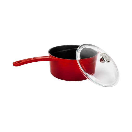 Topf mit Deckel, Gusseisen, 16 cm, Serie "Glaze", rot - Marke LAVA