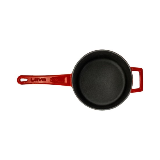 Topf mit Deckel, Gusseisen, 16 cm, Serie "Glaze", rot - Marke LAVA