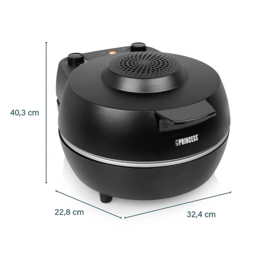 Elektrische pizzaoven met keramische steen, 1200W, Zwart, "Pro" - Princess