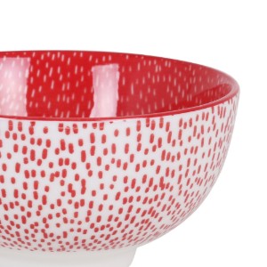 Japanse schaal, porselein, 15.5cm, "Hana", Wit/Rood - La Mediterranea