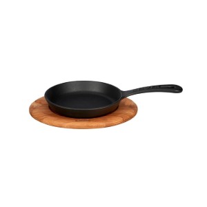 Padella, ghisa, 16 cm, con supporto in legno - marca LAVA