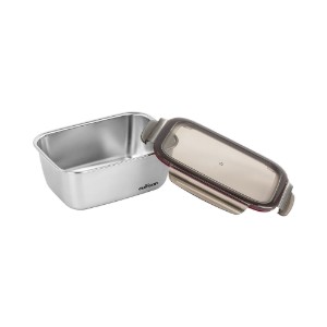 Rectangular food storage container, stainless steel, 1800 ml, "Flora" - Cuitisan