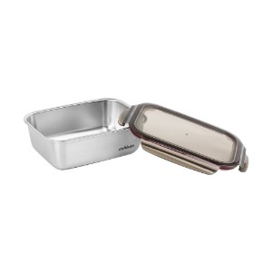Rectangular food storage container, stainless steel, 2800 ml, "Flora" - Cuitisan