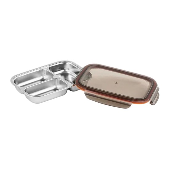 Rectangular food storage container, stainless steel, 560 ml, "To go" - Cuitisan