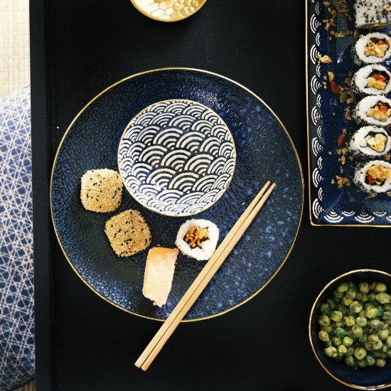 Piatto piano in porcellana, 27 cm, "Satori", Indigo Blue - Mikasa