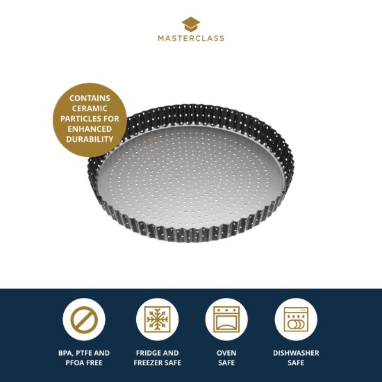 Geperforeerde bakvorm met antiaanbaklaag, staal, 28 cm, "Master Class" - Kitchen Craft