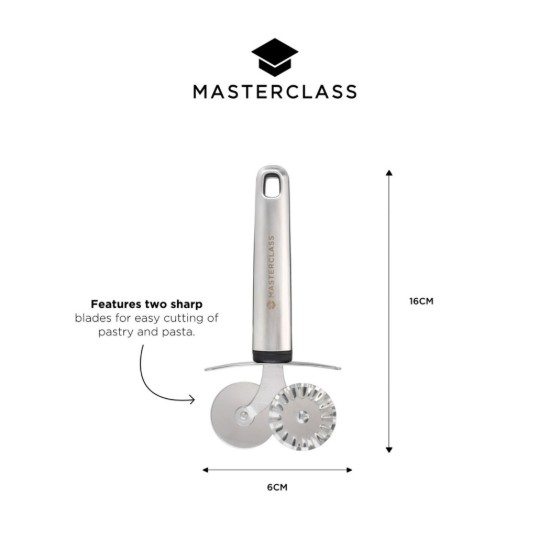 Double-wheeled pastry cutter, stainless steel, 16cm, "Master Class" - Kitchen Craft 