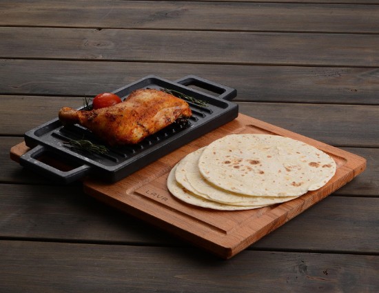 Cast iron grill, 22 x 15 cm, with double stand - LAVA