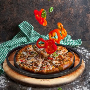 Teglia per pizza/crepes con supporto in legno, 20 cm - LAVA