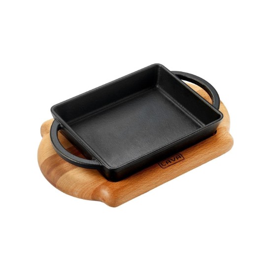 Tray made from cast iron, 12 × 15 cm, with support – LAVA