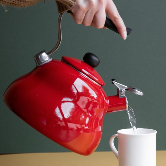 Pfeifkessel, Edelstahl, 2L, Rot - La Cafetière