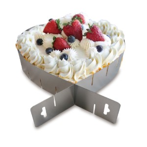 Stampo per torta regolabile, a forma di cuore, acciaio inossidabile, 15/28x5cm - Zokura