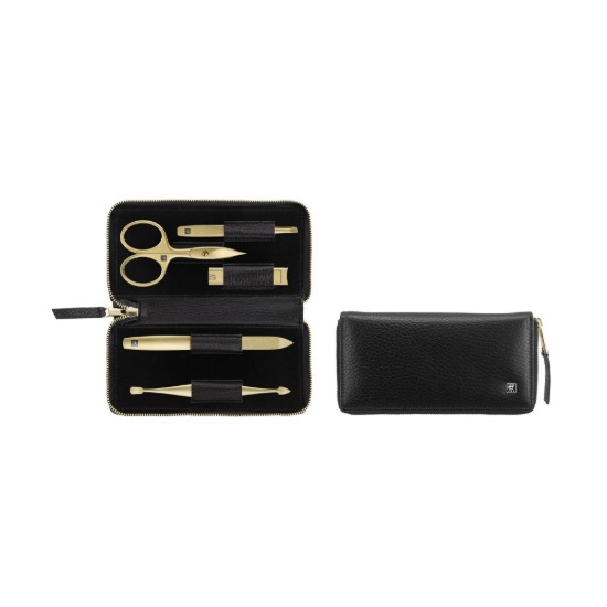 5-piece manicure set, stainless steel, black leather case - Zwilling PREMIUM