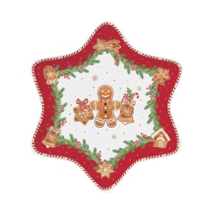 Piatto a forma di stella, porcellana, 22,5 × 22,5 cm, "Fancy Gingerbread" - Easy Life