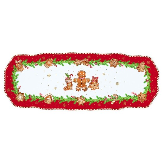 Πιατέλα σερβιρίσματος, πορσελάνη, 37 × 14 cm, "Fancy Gingerbread" - Easy Life