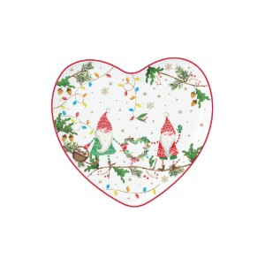 Heart-shaped plate, 20 x 19 cm, "READY FOR CHRISTMAS", porcelain - Easy Life brand