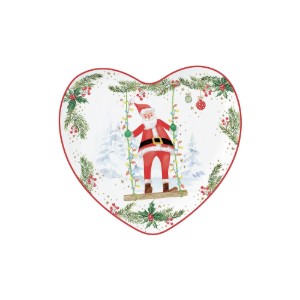 Hartvormig bord, porselein, 20x19 cm, "JOYFUL SANTA" - merk Easy Life