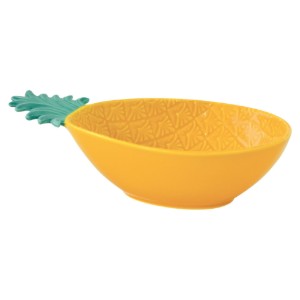 Kom, porselein, ananasvorm, 30 x 19 cm, Geelgroen - Easy Life