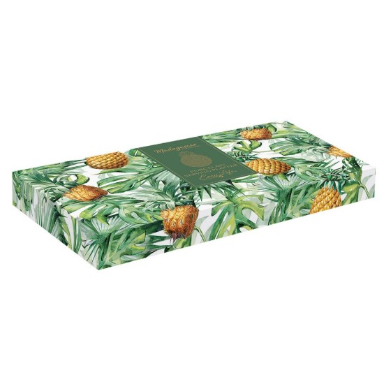 Plat de service, porcelaine, forme ananas, 36 x 21,5 cm, Jaune-Vert - Easy Life