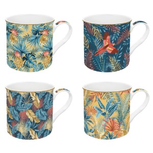 Set of 4 porcelain mugs, 300ml, "Atmosphere Equatorial" - Easy Life